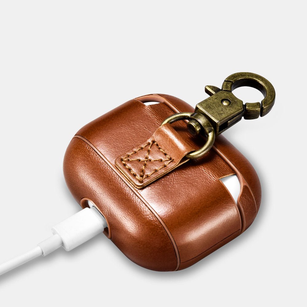 AirPods 1/2 Leather Protective Case Cover with Hook by Hardiston - premium AirPods Cases