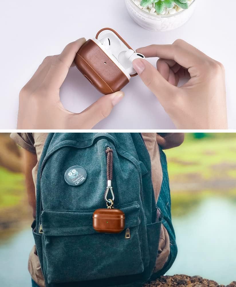 AirPods Pro Leather Protective Case Cover with Hook by Hardiston - premium AirPods Cases