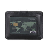 Elegant Leather Card Holder with Snap Closure and Dual ID Windows by Hardiston - premium Card Holders