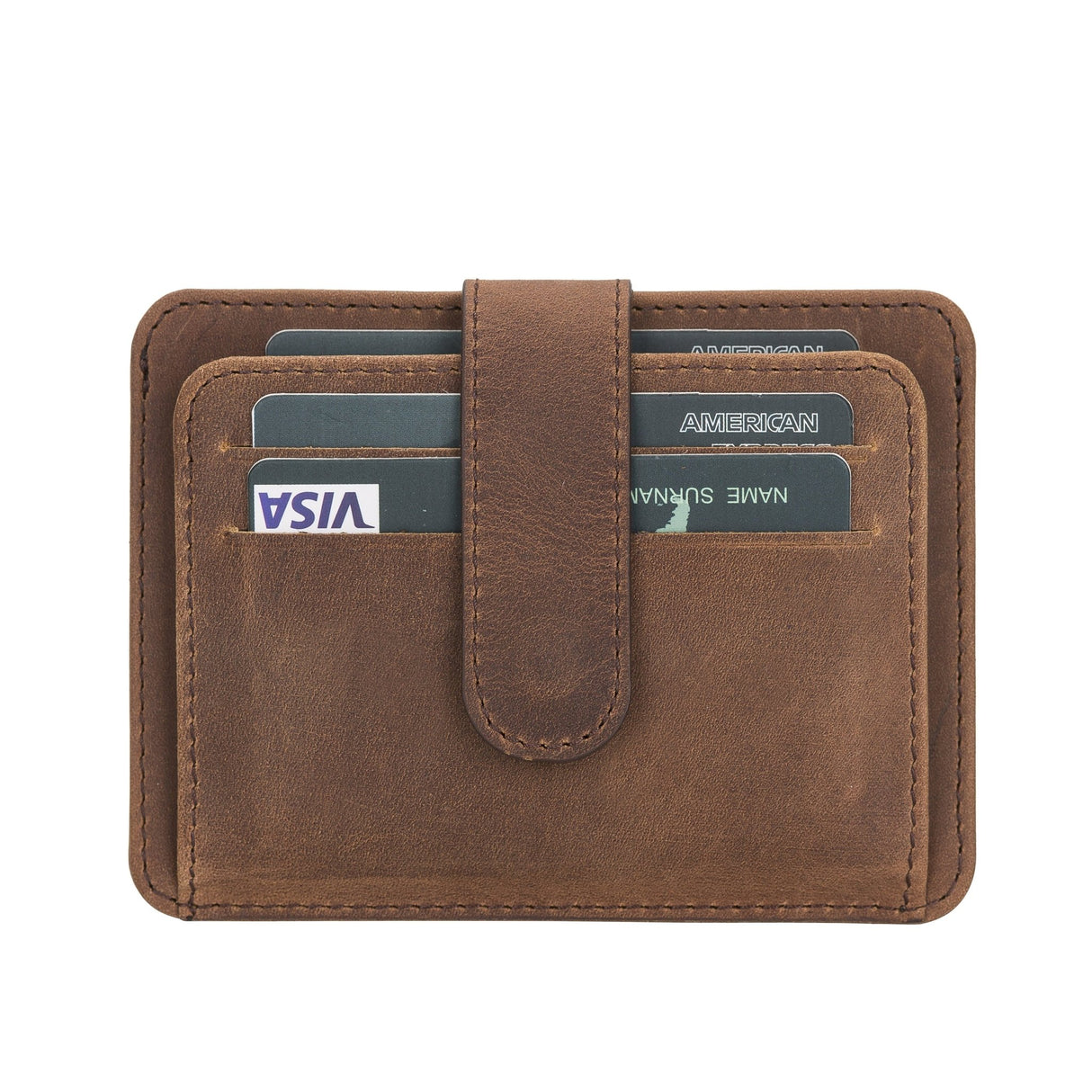 Elegant Leather Card Holder with Snap Closure and Dual ID Windows by Hardiston - premium Card Holders