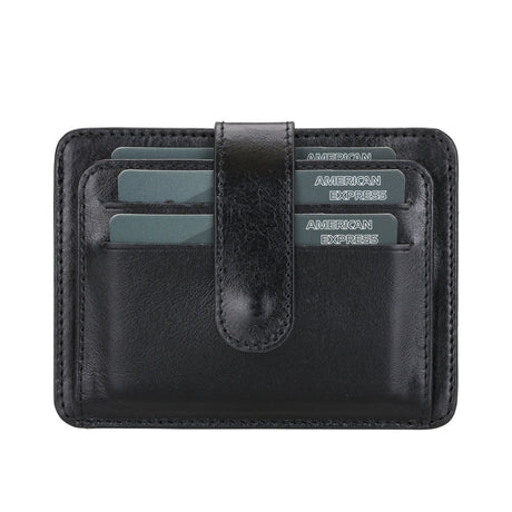 Elegant Leather Card Holder with Snap Closure and Dual ID Windows by Hardiston - premium Card Holders