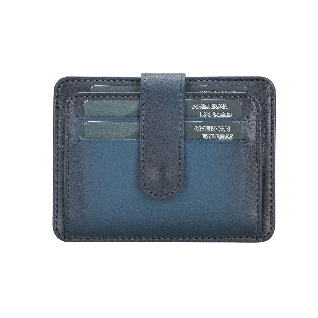 Elegant Leather Card Holder with Snap Closure and Dual ID Windows by Hardiston - premium Card Holders