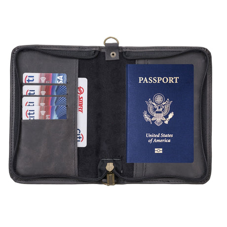 Handcrafted Leather Zipped Passport Holder with Wristlet by Hardiston - premium mws_apo_generated