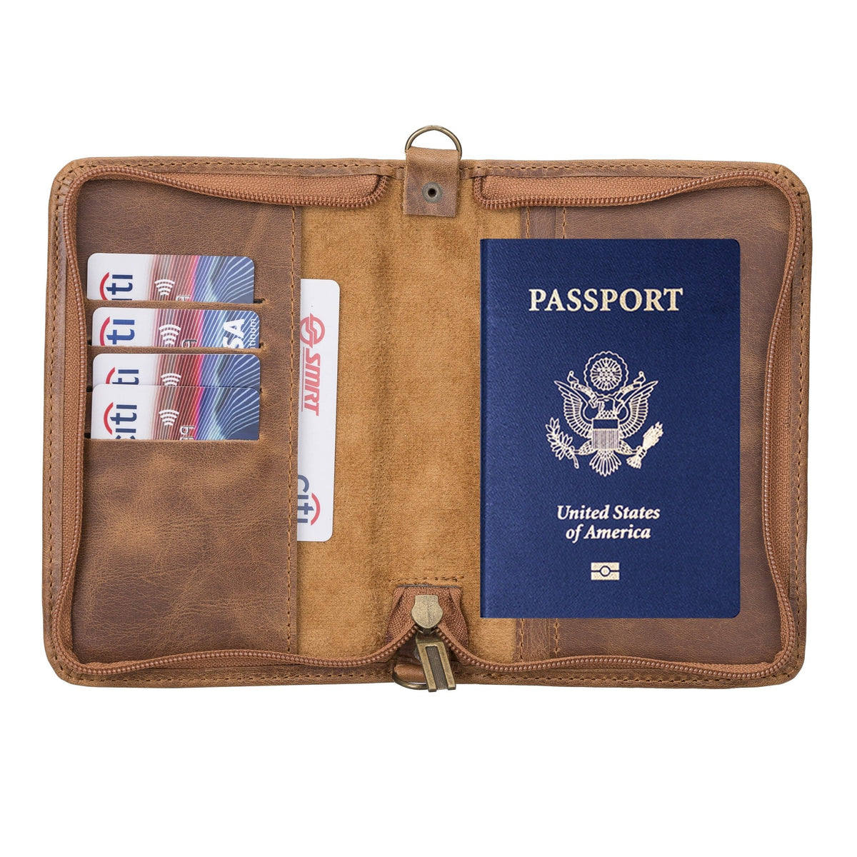 Handcrafted Leather Zipped Passport Holder with Wristlet by Hardiston - premium mws_apo_generated
