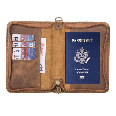Handcrafted Leather Zipped Passport Holder with Wristlet by Hardiston - premium mws_apo_generated