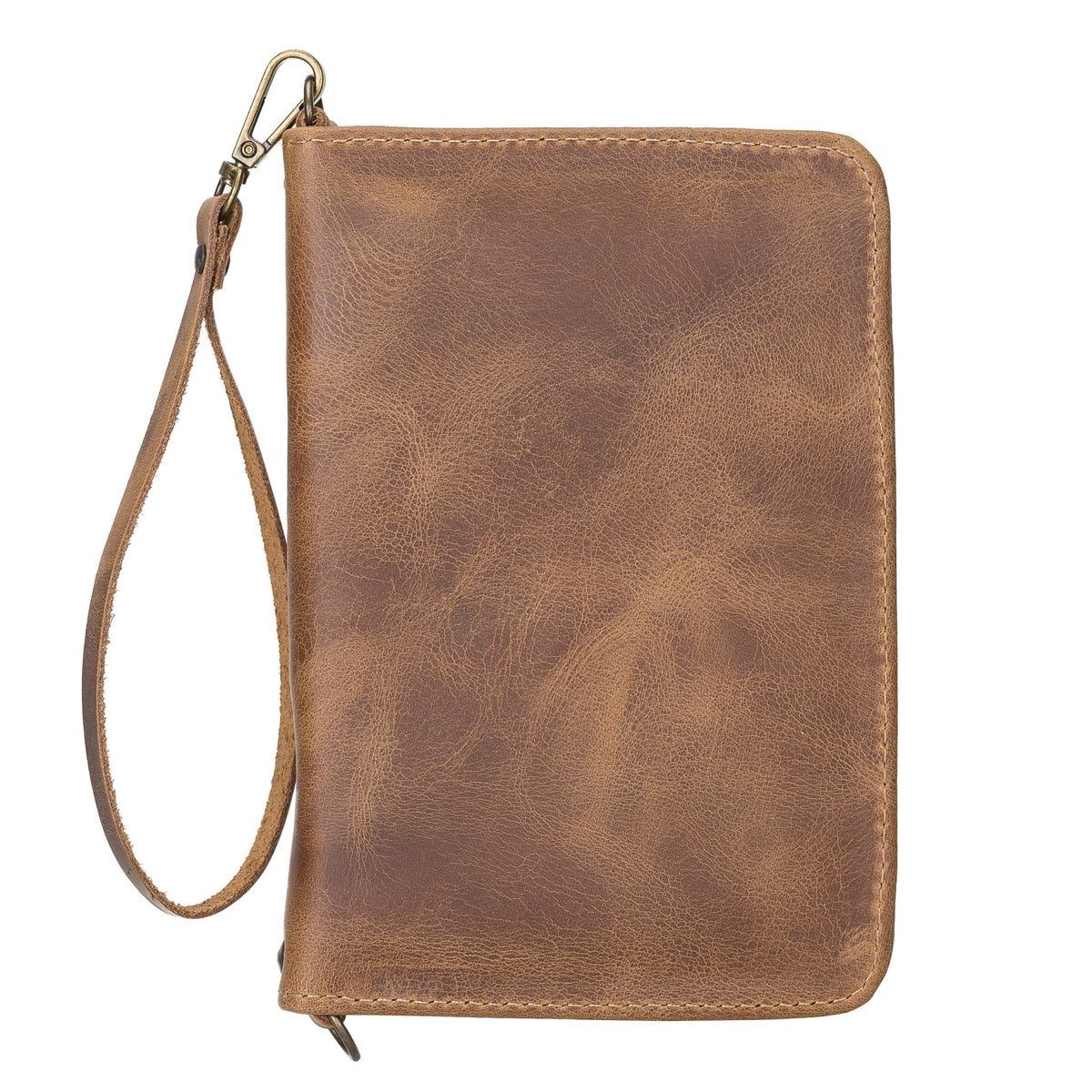 Handcrafted Leather Zipped Passport Holder with Wristlet by Hardiston - premium Passport Cases