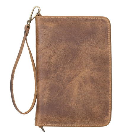 Handcrafted Leather Zipped Passport Holder with Wristlet by Hardiston - premium Passport Cases