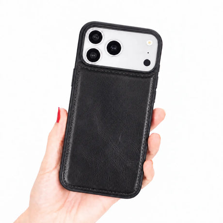 iPhone 18 Pro Slim Snap-On Leather Case – MagSafe & TPE Bumper