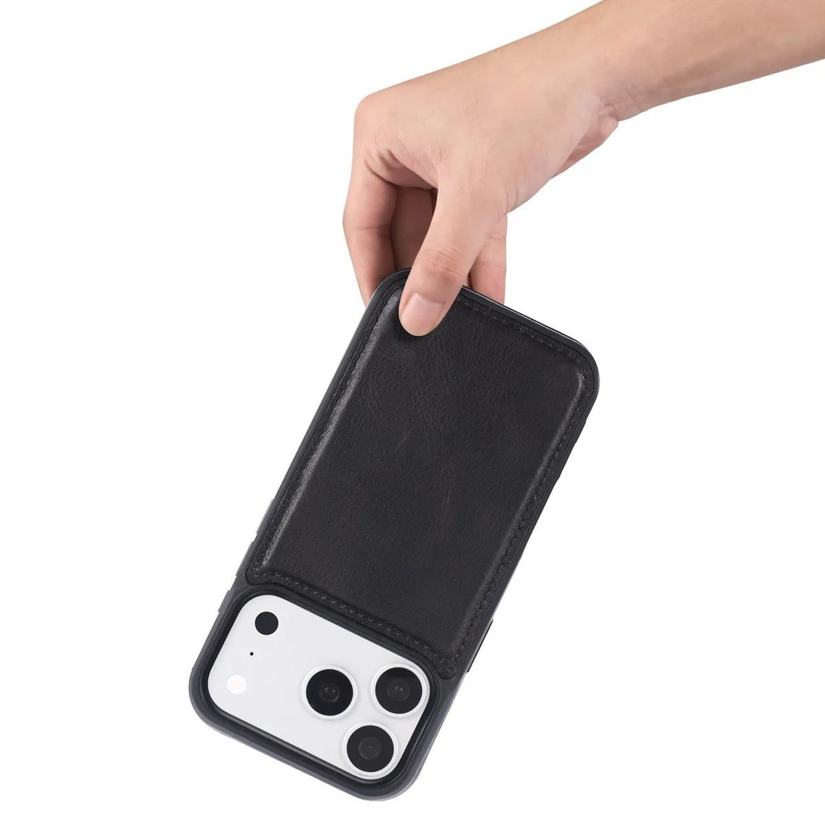 iPhone 18 Pro Slim Snap-On Leather Case – MagSafe & TPE Bumper