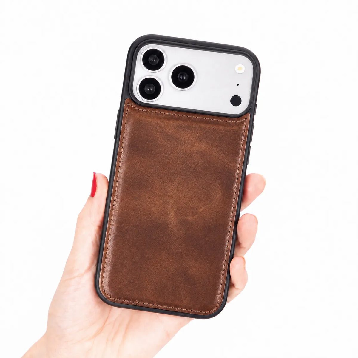 iPhone 18 Pro Max Slim Snap-On Leather Case – MagSafe & TPE Bumper by Hardiston - premium iPhone 18 Cases