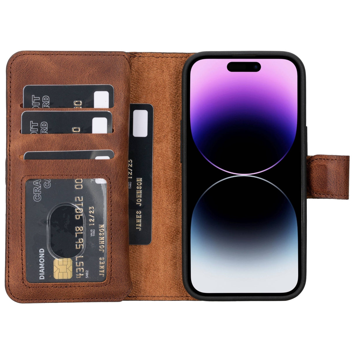 iPhone 15 Leather Dual Wallet Case by Hardiston - premium iPhone 15 Cases