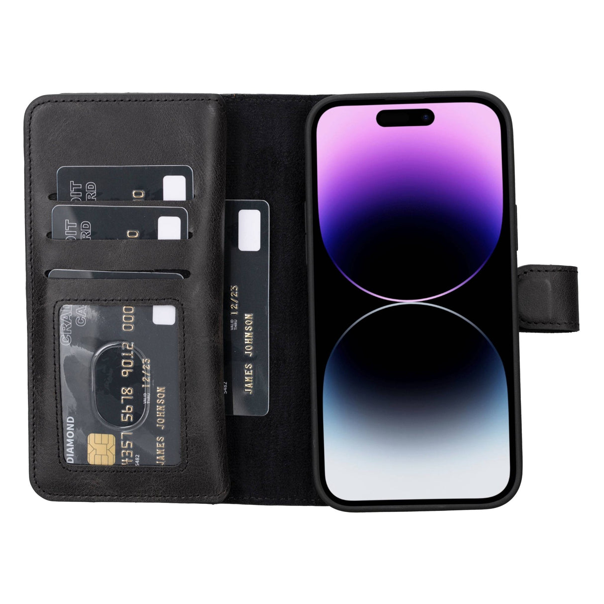 iPhone 15 Plus Leather Dual Wallet Case by Hardiston - premium iPhone 15 Cases