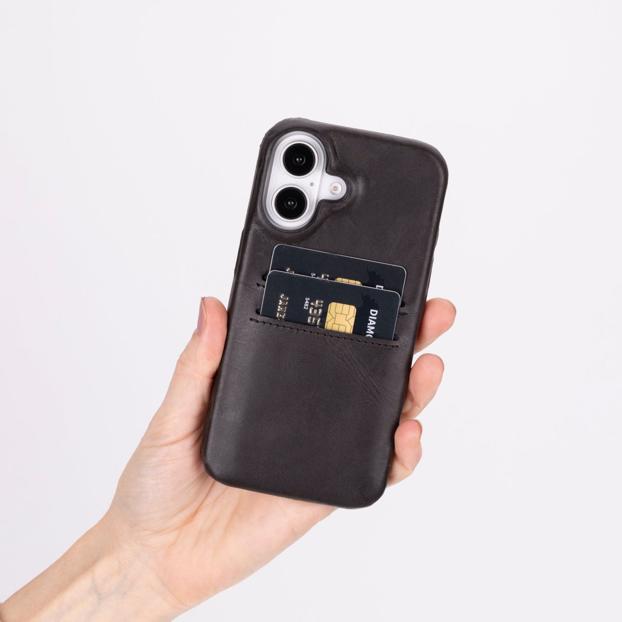 iPhone 16 E Snap - on Leather Wallet Case by Hardiston - premium iPhone 16 Cases