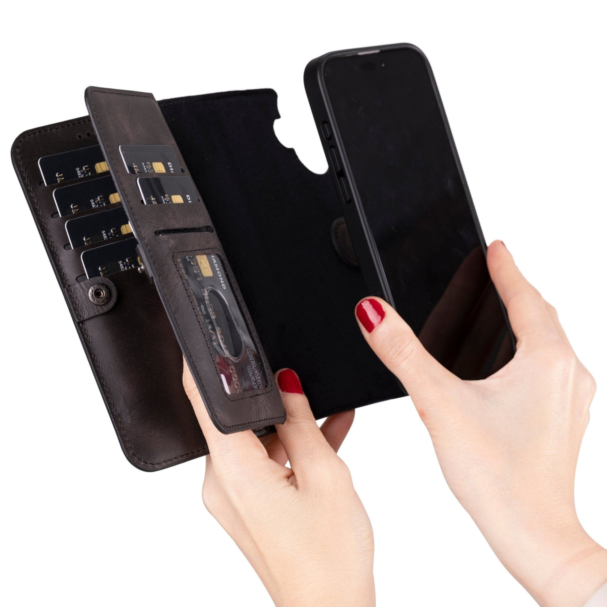 iPhone 16 Plus Leather Dual Wallet Case by Hardiston - premium iPhone 16 Cases