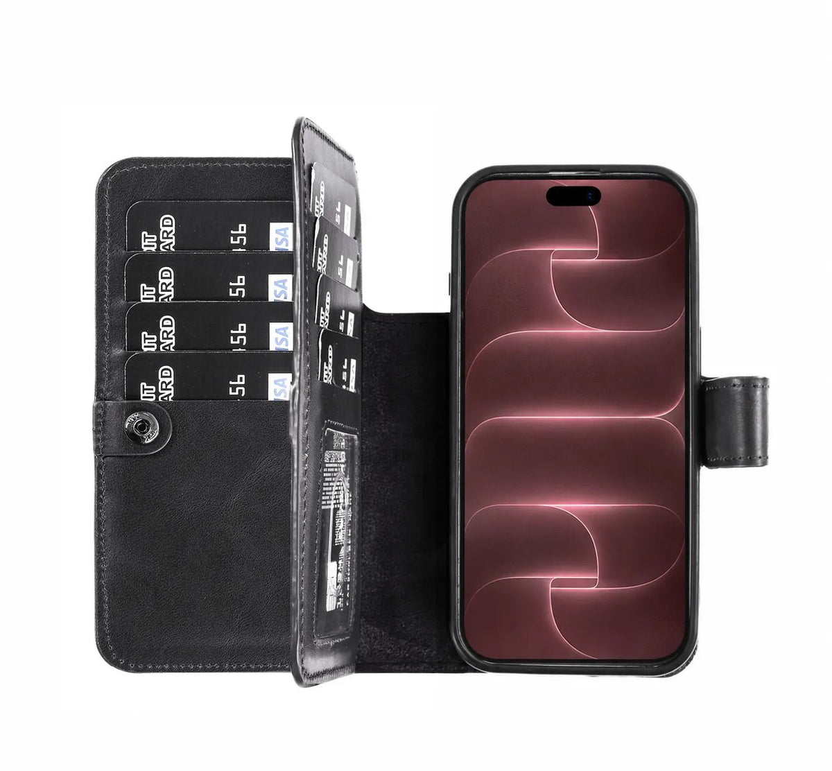 iPhone 18 Pro Double Wallet Case – Handmade Leather, MagSafe & RFID by Hardiston - premium iPhone 18 Cases