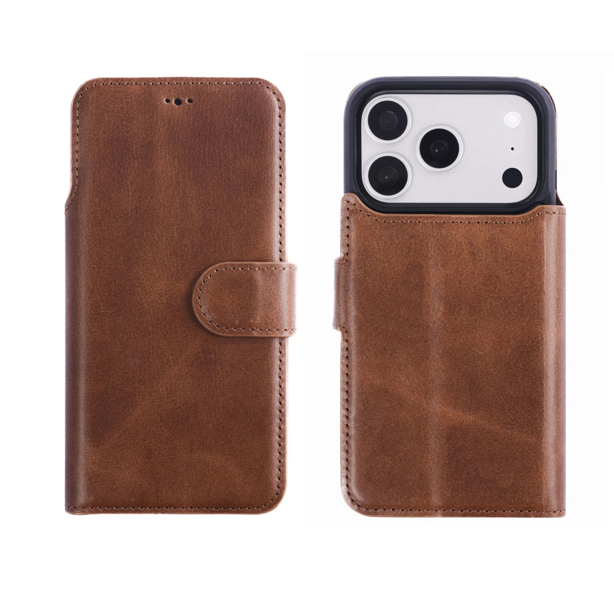 iPhone 18 Pro Double Wallet Case – Handmade Leather, MagSafe & RFID by Hardiston - premium iPhone 18 Cases
