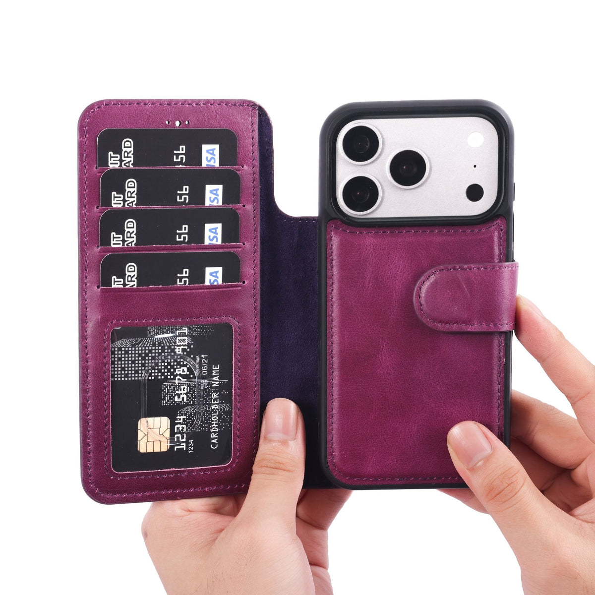 iPhone 18 Pro Double Wallet Case – Handmade Leather, MagSafe & RFID by Hardiston - premium iPhone 18 Cases