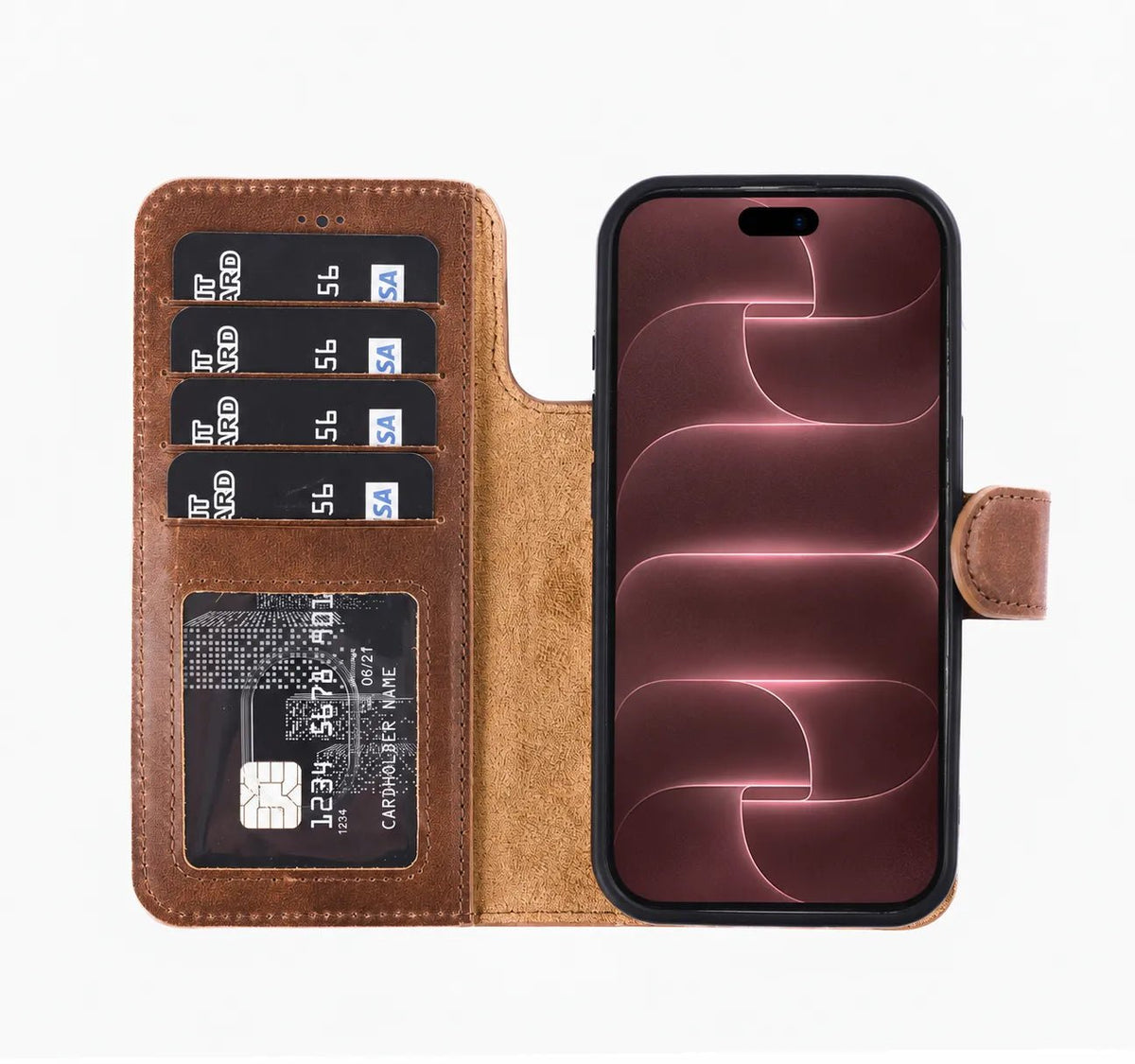 iPhone 18 Pro Double Wallet Case – Handmade Leather, MagSafe & RFID by Hardiston - premium iPhone 18 Cases