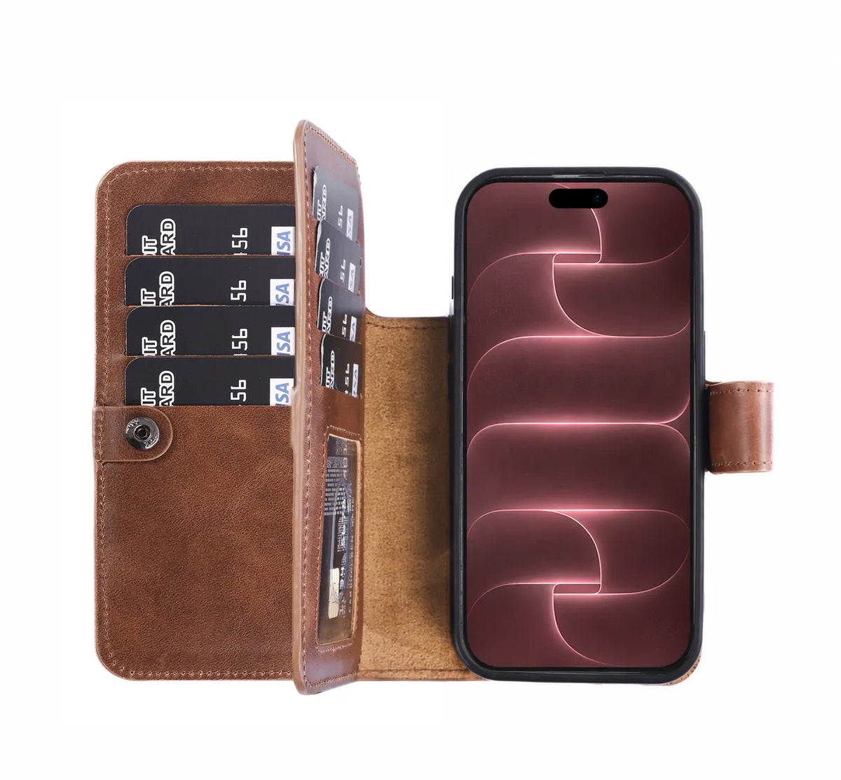 iPhone 18 Pro Double Wallet Case – Handmade Leather, MagSafe & RFID by Hardiston - premium iPhone 18 Cases