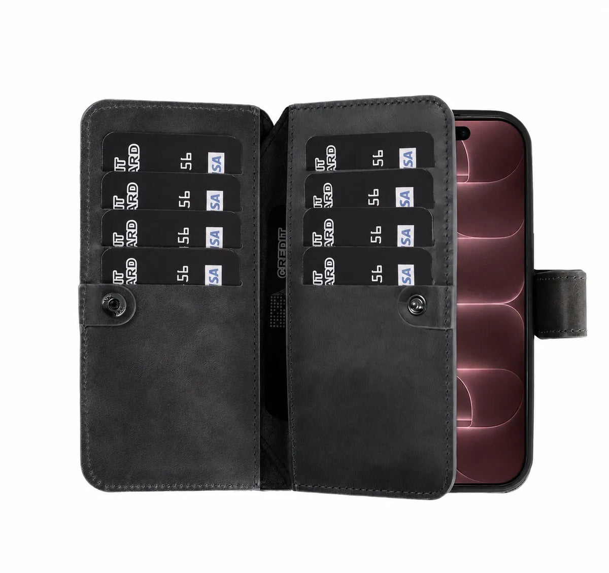 iPhone 18 Pro Double Wallet Case – Handmade Leather, MagSafe & RFID by Hardiston - premium iPhone 18 Cases