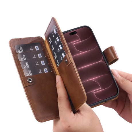 iPhone 18 Pro Max Double Wallet Case – Handmade Leather, MagSafe & RFID by Hardiston - premium iPhone 18 Cases