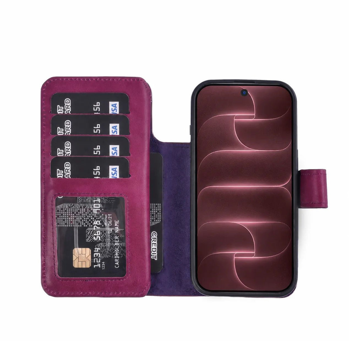 iPhone 18 Pro Max Double Wallet Case – Handmade Leather, MagSafe & RFID by Hardiston - premium iPhone 18 Cases