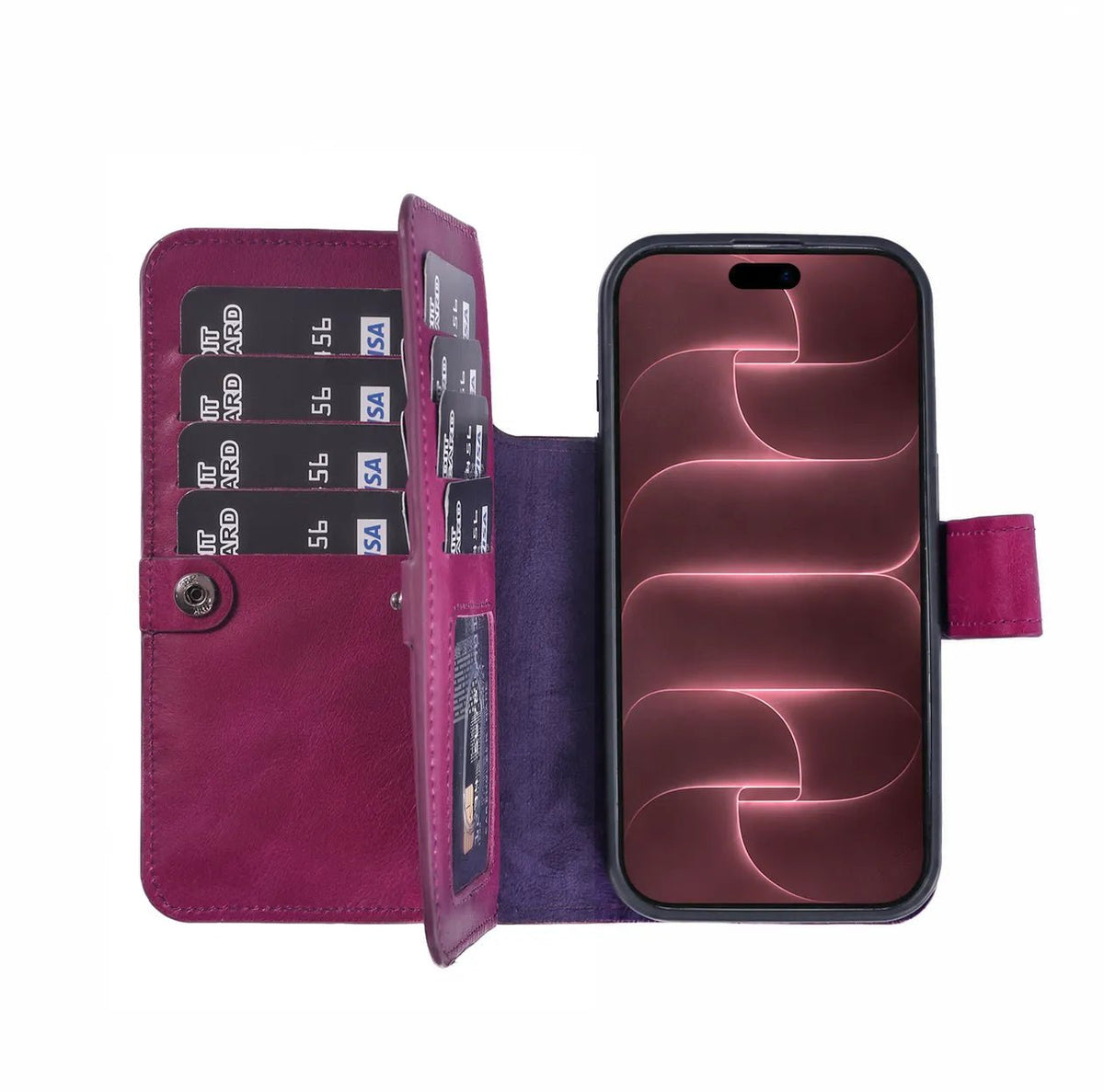 iPhone 18 Pro Max Double Wallet Case – Handmade Leather, MagSafe & RFID by Hardiston - premium iPhone 18 Cases