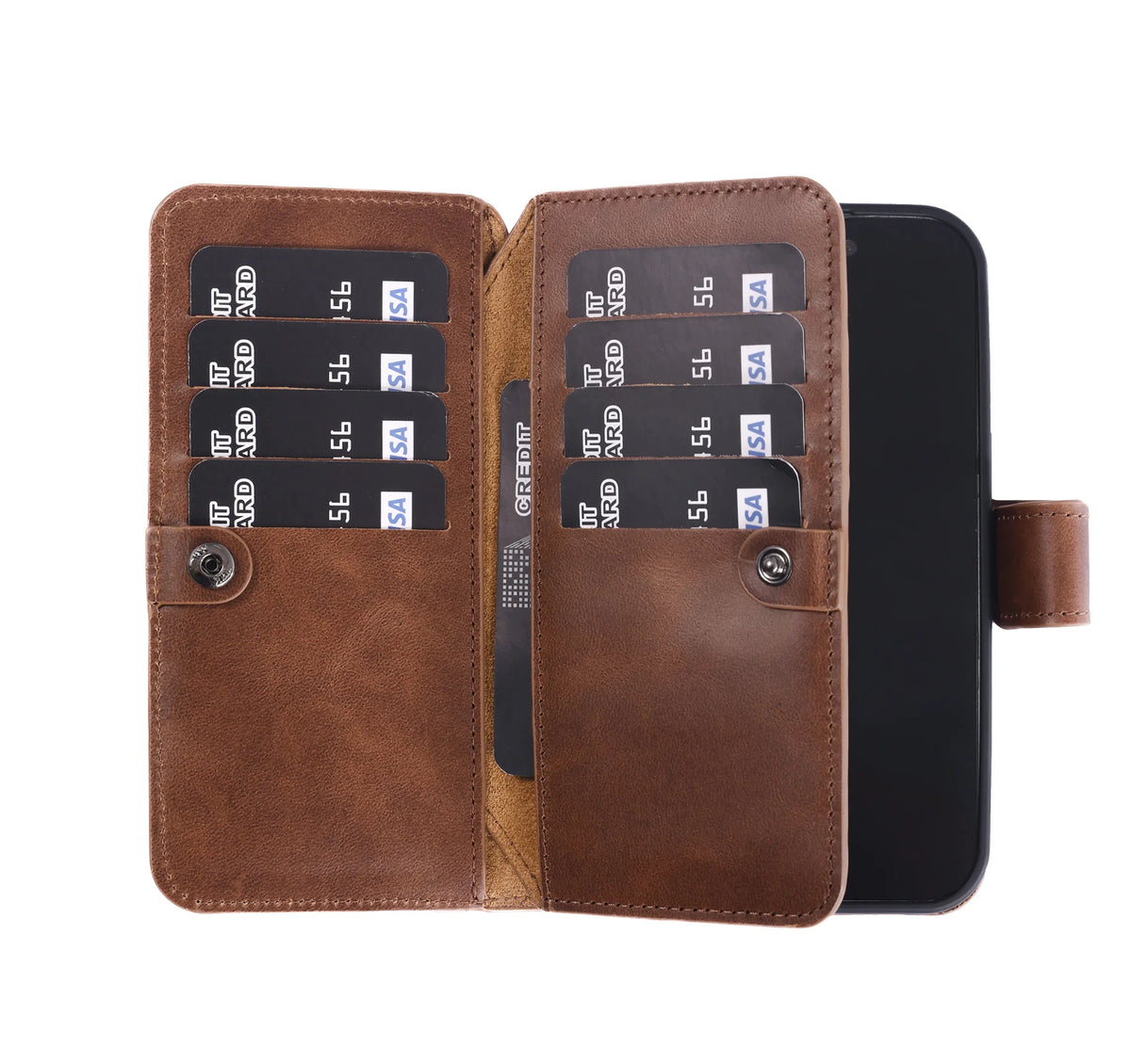 iPhone 18 Pro Max Double Wallet Case – Handmade Leather, MagSafe & RFID by Hardiston - premium iPhone 18 Cases