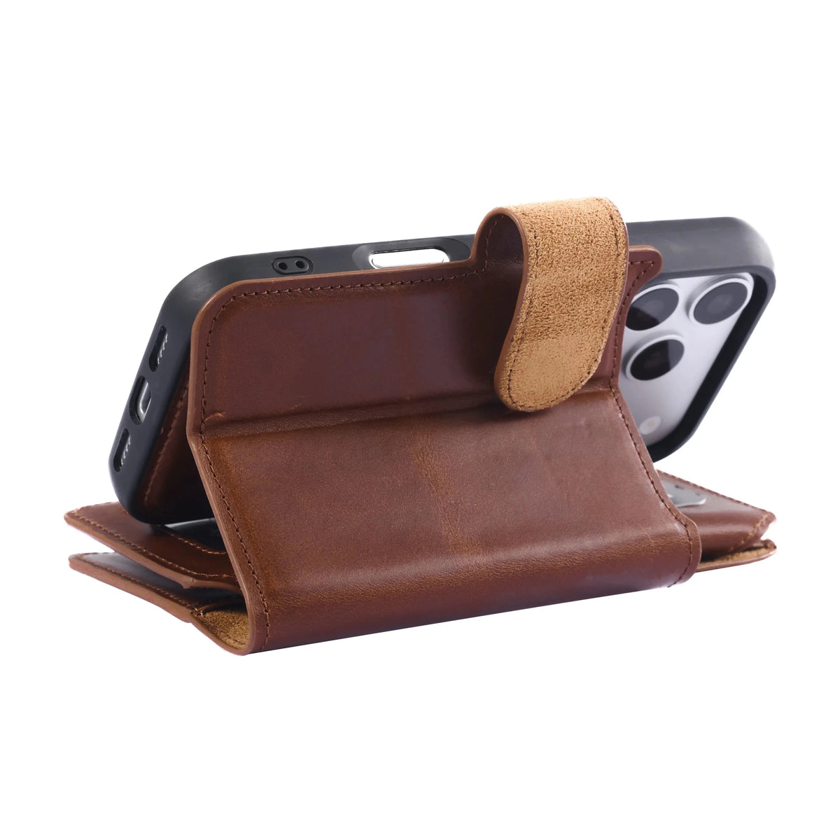 iPhone 18 Pro Max Double Wallet Case – Handmade Leather, MagSafe & RFID by Hardiston - premium iPhone 18 Cases