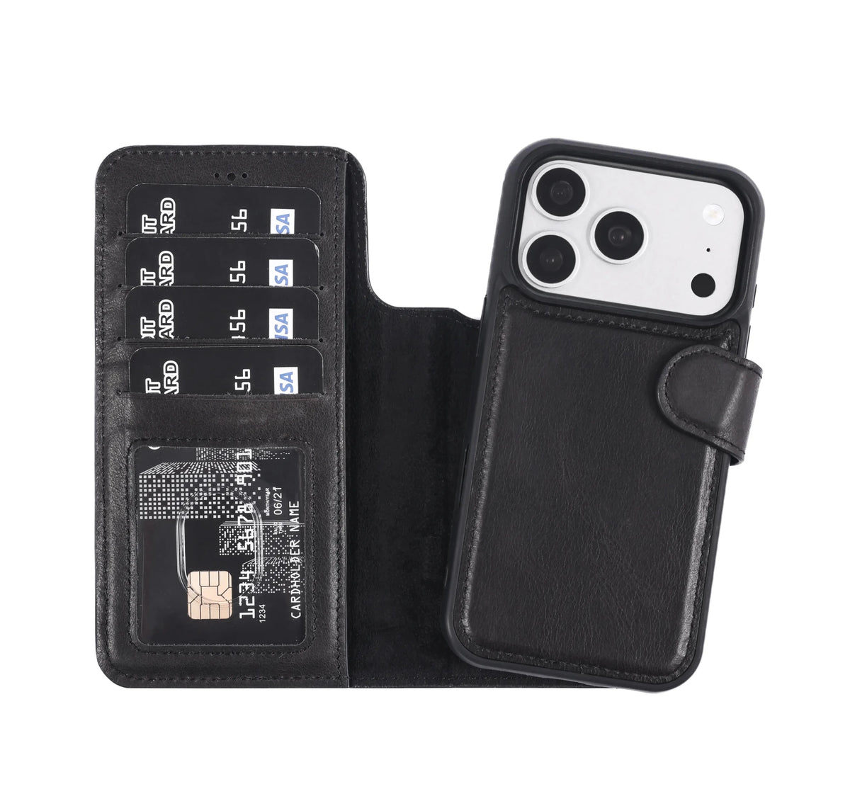 iPhone 18 Pro Max Double Wallet Case – Handmade Leather, MagSafe & RFID by Hardiston - premium iPhone 18 Cases
