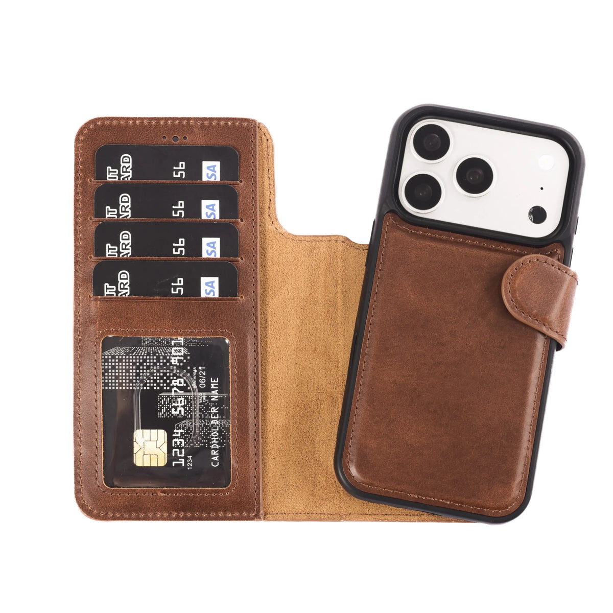 iPhone 18 Pro Max Double Wallet Case – Handmade Leather, MagSafe & RFID by Hardiston - premium iPhone 18 Cases
