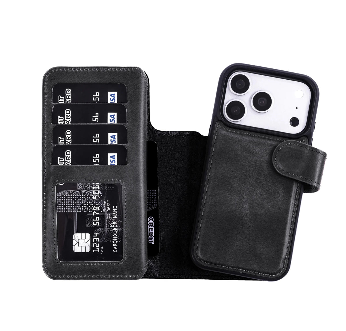 iPhone 18 Pro Max Double Wallet Case – Handmade Leather, MagSafe & RFID by Hardiston - premium iPhone 18 Cases