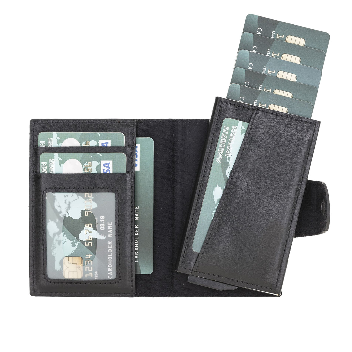Premium RFID Blocking Leather Card Holder with Pop - Up Feature by Hardiston - premium Card Holders