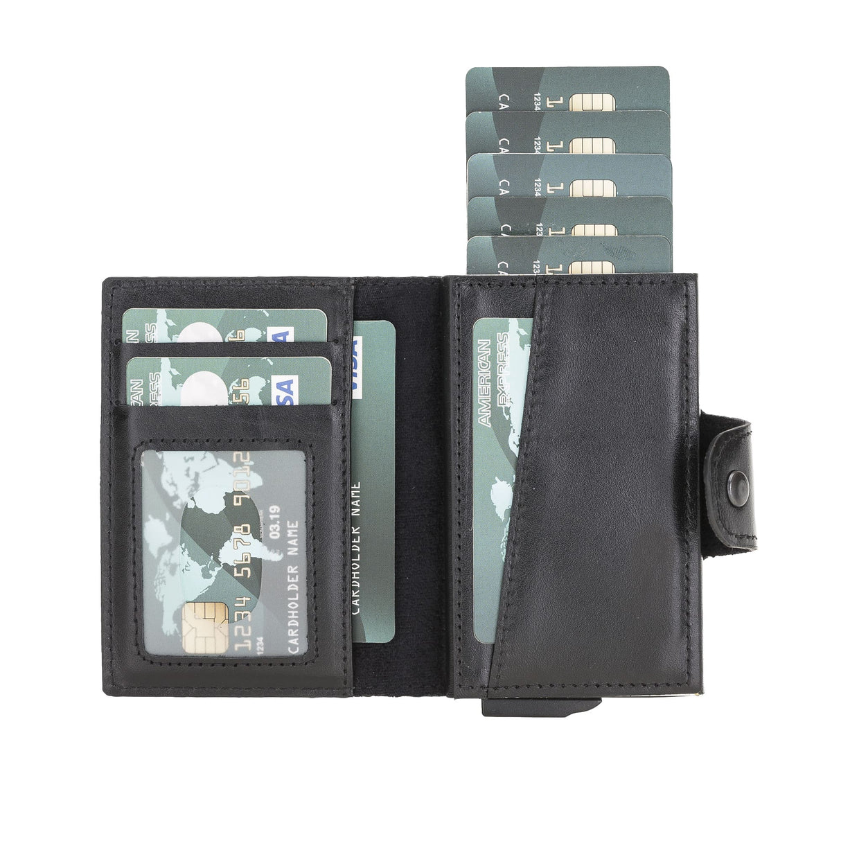 Premium RFID Blocking Leather Card Holder with Pop - Up Feature by Hardiston - premium Card Holders