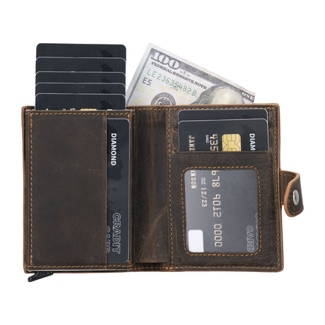 Premium RFID Blocking Leather Pop - Up AirTag Card Holder and Wallet by Hardiston - premium Card Holders