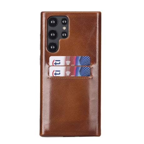 Samsung Galaxy S22 Ultra Snap - on Full Cover Leather Case with Credit Card Slots by Hardiston - premium Samsung S - 22 Cases