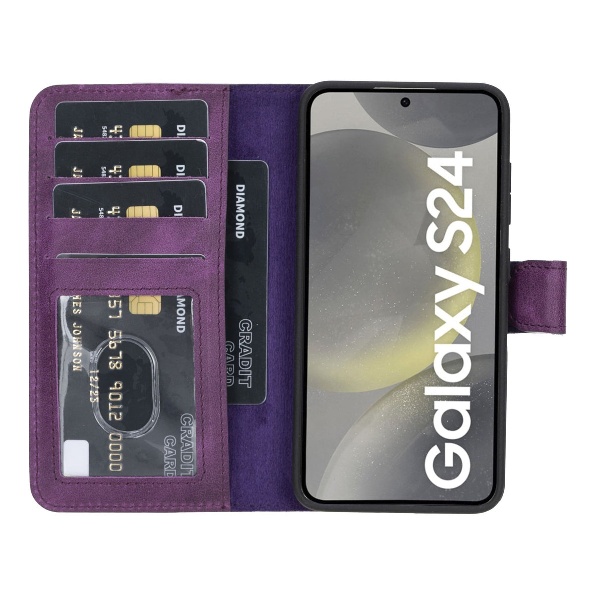 Samsung Galaxy S24 Magnetic Detachable Leather Wallet Case by Hardiston - premium Samsung S - 24 Cases