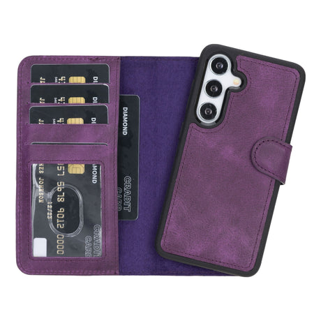 Samsung Galaxy S24 Magnetic Detachable Leather Wallet Case by Hardiston - premium Samsung S - 24 Cases