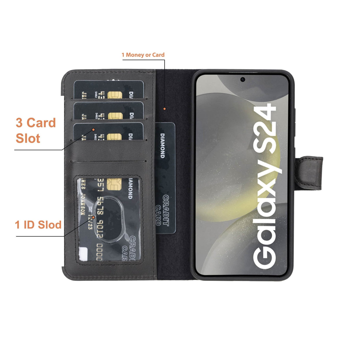 Samsung Galaxy S24 Plus Leather Wallet Case by Hardiston - premium Samsung S - 24 Cases