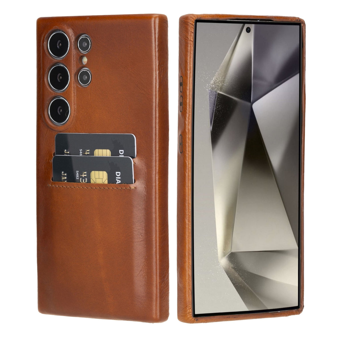 Samsung Galaxy S24 Ultra Snap - on Full Cover Leather Case with Credit Card Slots by Hardiston - premium Samsung S - 24 Cases