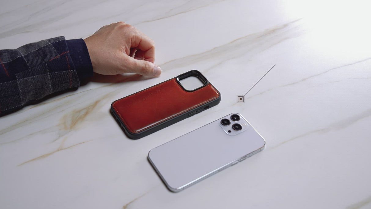 iPhone 13 Pro Max Handmade Leather Snap-On Case with TPE Bumper