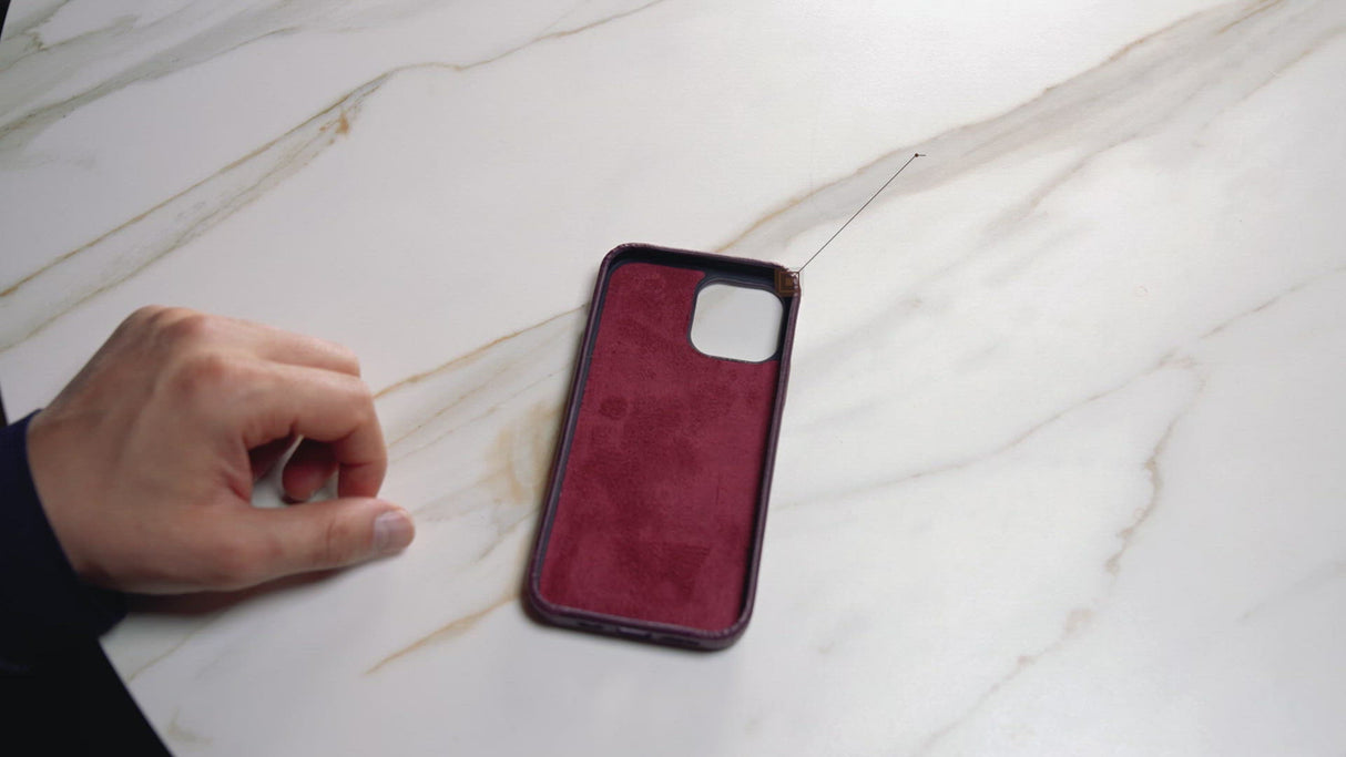 iPhone 13 Pro Max Handmade Leather Snap-On Wallet Case with 2 Card Slots