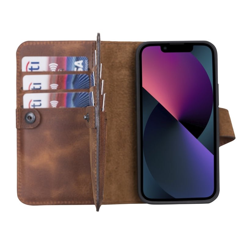 iPhone 13 Mini Leather Dual Wallet Case by Hardiston - premium iPhone 13 Cases