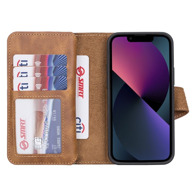 iPhone 13 Mini Leather Dual Wallet Case by Hardiston - premium iPhone 13 Cases