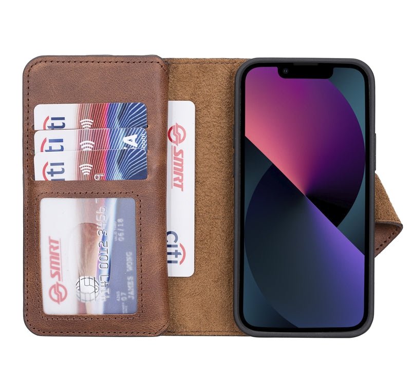 iPhone 13 Mini Leather Dual Wallet Case by Hardiston - premium iPhone 13 Cases