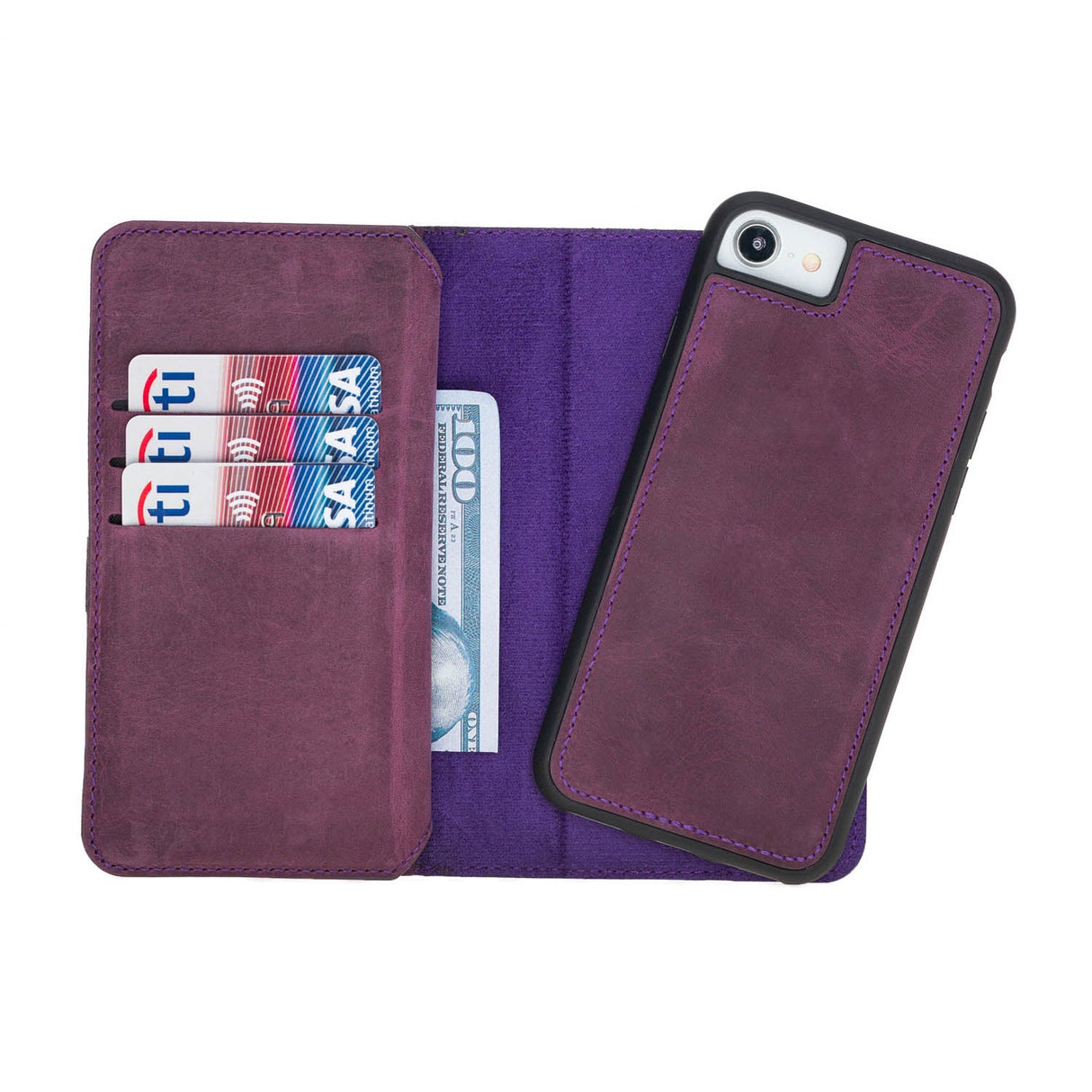 iPhone SE / iPhone 8 / iPhone 7 Dual Fold Magnetic Detachable Leather Wallet Case by Hardiston - premium iPhone 7 - 8 - SE Cases