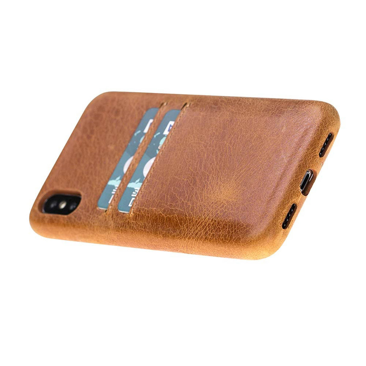 iPhone X / XS Snap - on Full Cover Leather Case with Credit Card Slots by Hardiston - premium iPhone 10 (X) Cases
