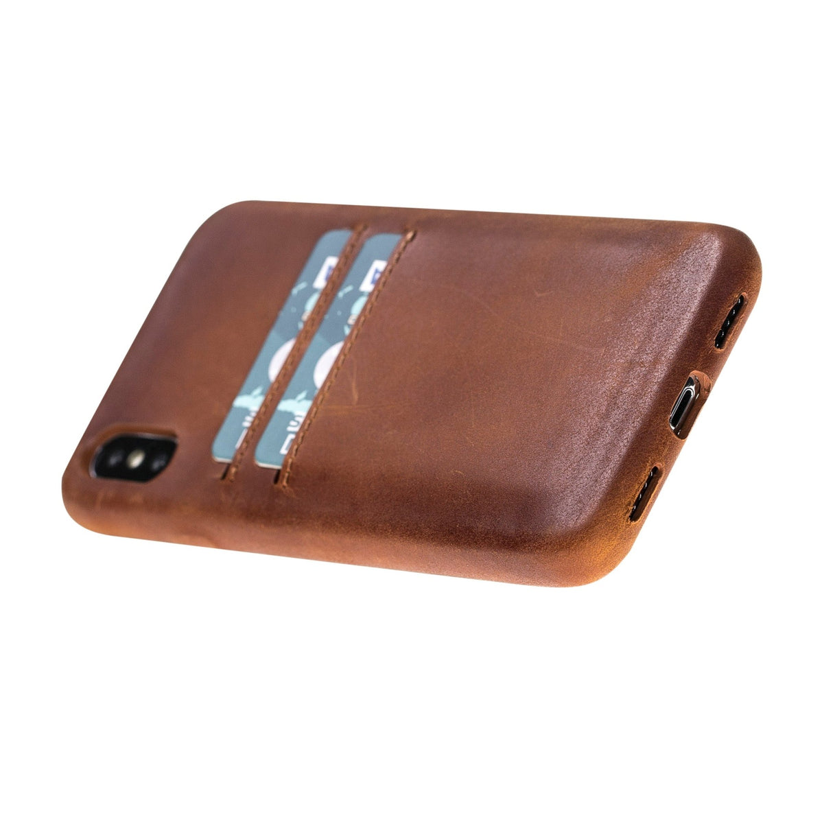 iPhone X / XS Snap - on Full Cover Leather Case with Credit Card Slots by Hardiston - premium iPhone 10 (X) Cases
