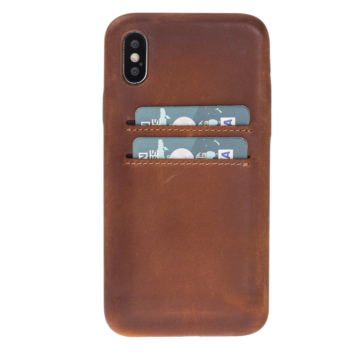 iPhone X / XS Snap - on Full Cover Leather Case with Credit Card Slots by Hardiston - premium iPhone 10 (X) Cases