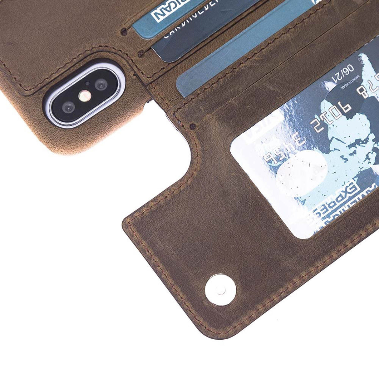 iPhone X / XS Snap On Leather Wallet Case by Hardiston - premium iPhone 10 (X) Cases